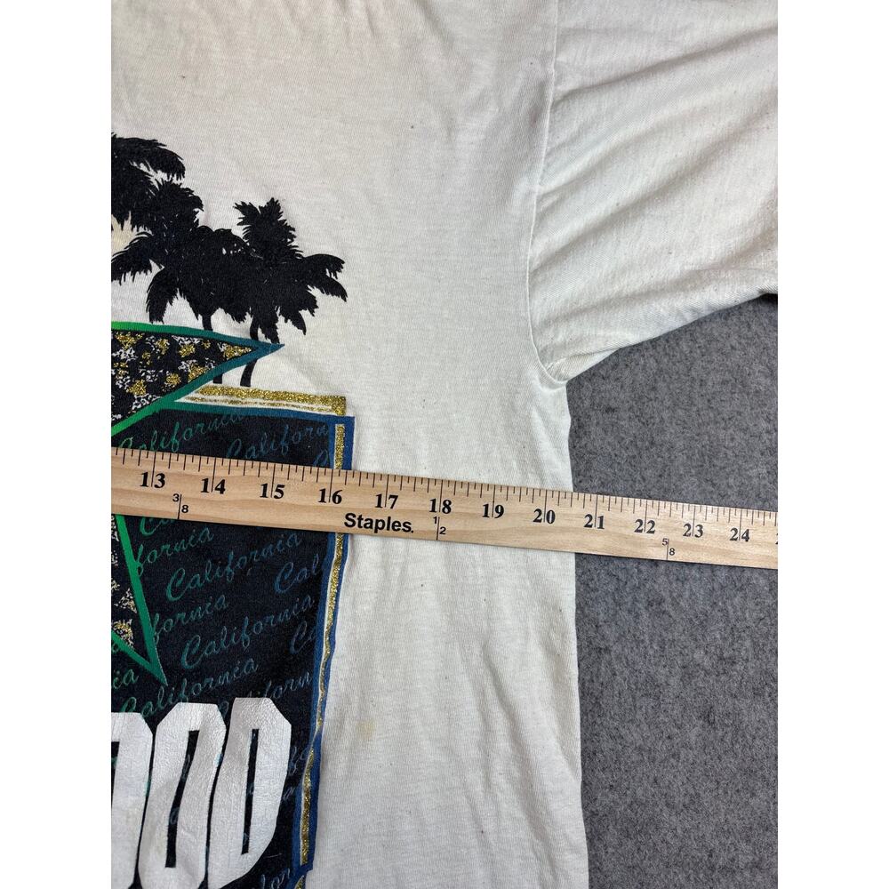 Vintage 90s Hollywood California Tourist Graphic T Shirt Mens Medium White Tee - Picture 4 of 8
